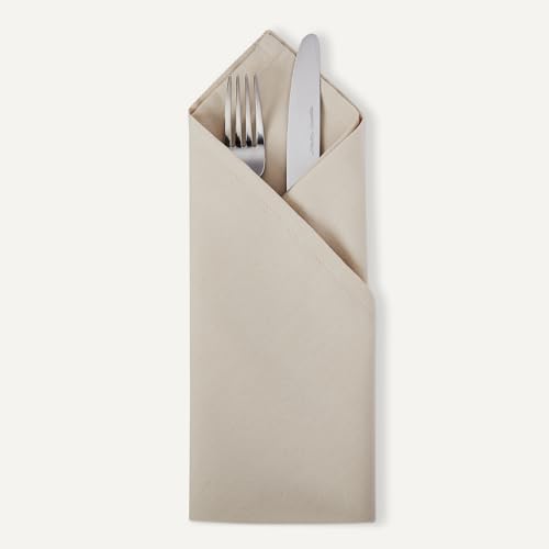 Miniatura 3 de Amazon Basics Servilletas De Tela Reutilizables Resistentes A Las Manchas Y Las Arrugas, Paquete De 12, 43 X 43 Cm, Color Beige