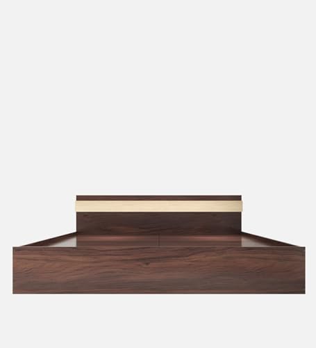 Image of Mintwud Pepperfry Engineered Wood Joben King Size Bed with Box Storage | Wooden Double Bed Cot Palang Furniture for Bedroom, Living Room, Home and Hotel (Walnut Melamine Finish)