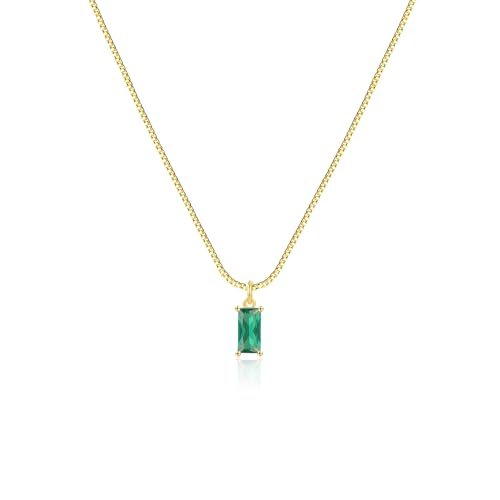 FUNEIA Diamond Necklaces for Women 14K Gold Plated Emerald Birthstone