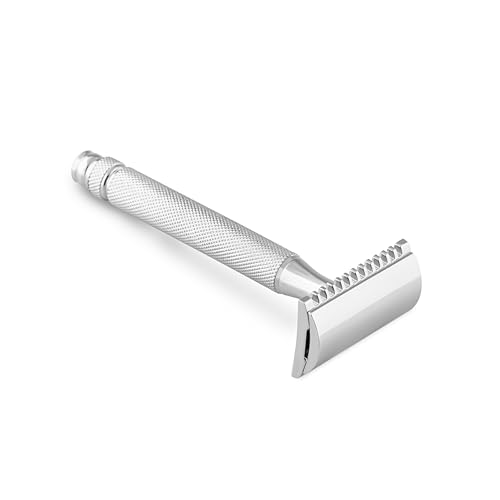 Image of PARKER Safety Razor Men Parker Stella Three Piece Open Comb Double Edge Razor With Heavyweight Brass Frame Handle - 5 Premium Blades Included