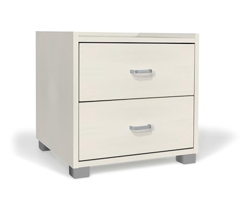 Da Valeria Comodino con 2 Cassetti (L.43 x P.40 x H.43,5) cm, colore bianco nordico
