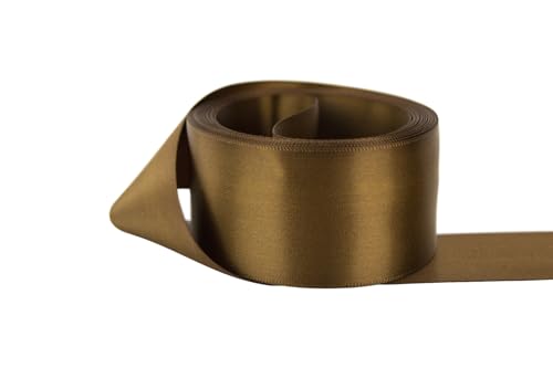Image of Ribbon Bazaar Double Faced Satin - Premium Gloss Finish - 100% Polyester Ribbon for Gift Wrapping, Crafts, Scrapbooking, Hair Bow, Decorating & More - 7 /8 inch Milk Chocolate 50yd Spool