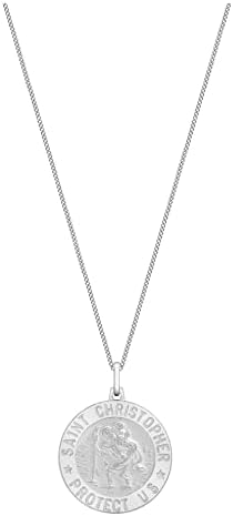 Tuscany Silver Women's Sterling Silver Small St Christopher Pendant on Curb Chain of 51 cm/20 inch