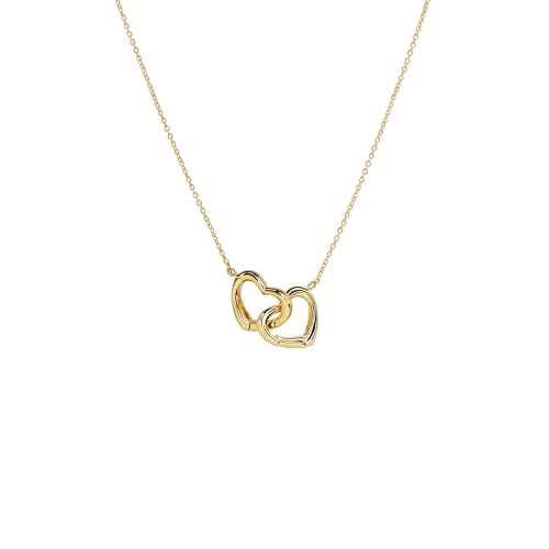 SECRETBOX Bijoux luxe Collier pendentif Double Cœur Entrelacé plaqué or 14k chaine fine