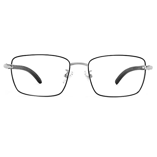 Stylowe biznesowe okulary do czytania, męskie oprawki w stylu retro prostokąta Czytniki komputerowe blokujące niebieskie światło z drewnianym ramieniem (kolor: srebrny, rozmiar: 1,5 x)