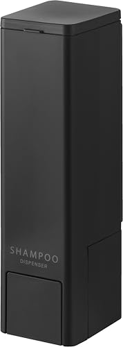 山崎実業(Yamazaki) 下から出る マグネットディスペンサー シャンプー ブラック W6×D7.5×H21.3cm タワー tower 片手でプッシュ 浮かせる収納 詰め替えボトル 10291