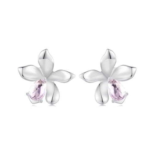 Boucles d'oreilles fleurs en zircone argent 925 fille à visser