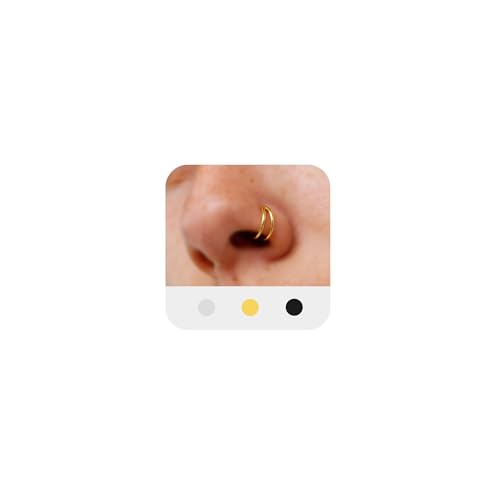 MODRSA Double Hoop Nose Ring - Silver Gold Diamond 316L Surgical Steel Cartilage Earring Helix Hoops 20g 18g 16g