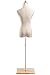 Female Display Dress Form Mannequin in Natural Canvas on Modern Wood Flat Square Base by TSC (Natural, Medium)
