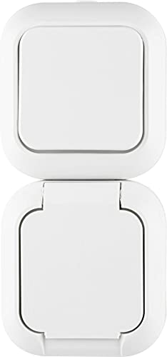 CONTENITORE ESTERNO INTERRUTTORE + PRESA / SCHUKO 1 deviatore + 1 presa bivalente 10/16A / schuko