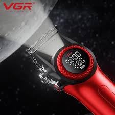 Image of Unisex V-001 Professional Hair Clipper, 9000 RPM, 300-Min Runtime, DLC Diamond Blade, LED Display, 15 Length Settings, Red