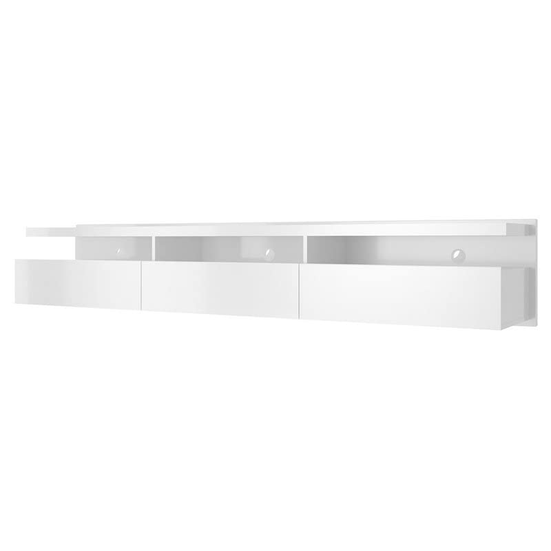 (incomplete)Manhattan Comfort Cabrini Modern 3 Drawer Half Floating Entertainment Center, 85.62", White