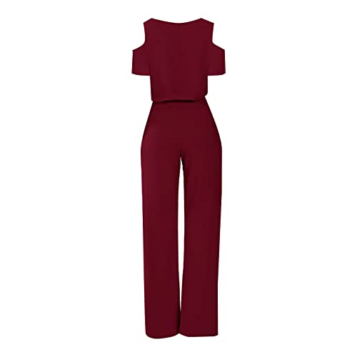 Mono largo de pierna ancha para mujer con cinturón elegante 2
