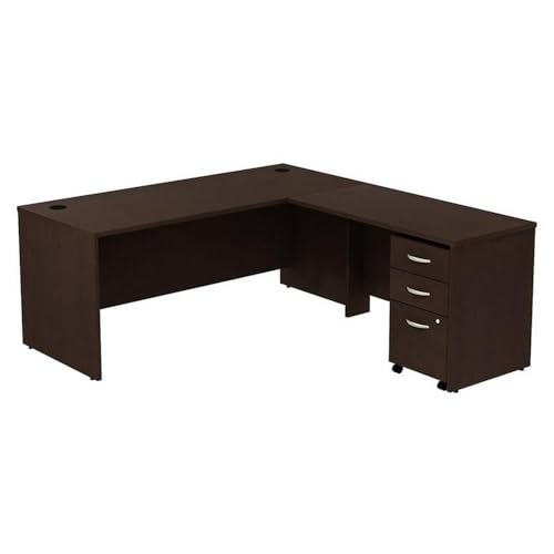 Bush Business Furniture Office in an Hour 2 Person Straight Cubicle Desks with Storage, Drawers, and Organizers in Hansen Cherry | Double Workstation Set with Privacy Panels for Commercial Workspace