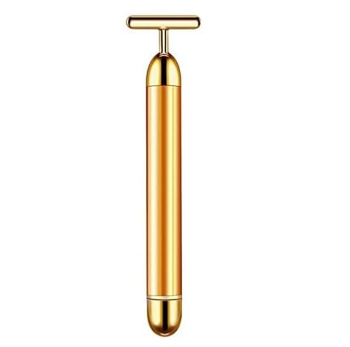 Masajeador facial eléctrico 2 en 1, barra de belleza, masajeador facial dorado, herramienta de masaje facial eléctrica en forma de T