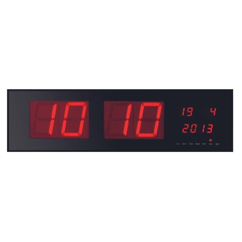 Perel Horloge Murale LED, Horloge Digitale Murale, Horloge à LED Murale, Horloge numérique LED, Grande Horloge Murale, Horloge Digitale Murale LED à Piles,...
