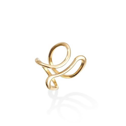 Gelbesty Gold Pinky Rings for Women Non Tarnish, Chunky Statement Pinky Open Rings Fashion Adjustable Waterproof Knuckle Signet Stainless Steel Jewelry Size 6