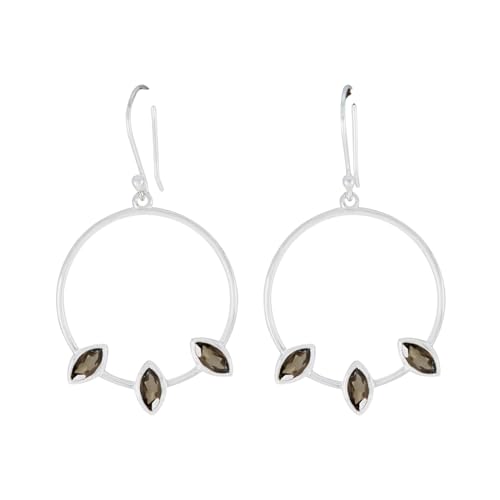Créoles fait main argent 925 et quartz fumé pour exprimer votre style