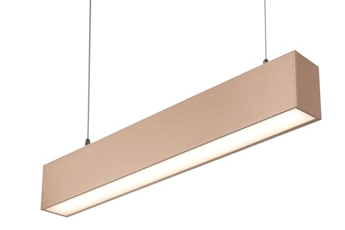 Image of Acco LED Modern 50x80mm Rose Gold Linear LED Light with a Prismatic Diffuser | Decorative Pendant for Workspaces, Offices & Commercial Interiors | 40W | 4000K Neutral White
