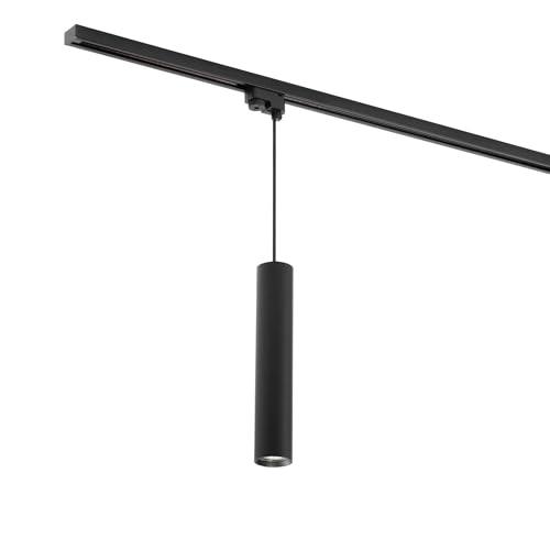 Qub Focus Tube Pendelleuchte – 1-Phasen Schienensystem – GU10 Fassung – Deckenlampe Schwarz – LED-kompatibel – Höhenverstellbar & Modernes Design