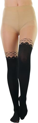 ToBeInStyle Women's Full Footed Pantyhose with Thigh High Designs4