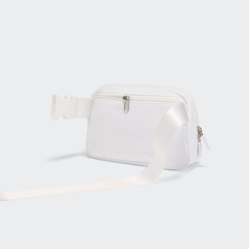 Image of Pander Nylon Crossbody Belt Bag with Excess Strap Keepers, 6-Pocket Adjustable Sling Fanny Pack for Travel and Everyday Carry, White