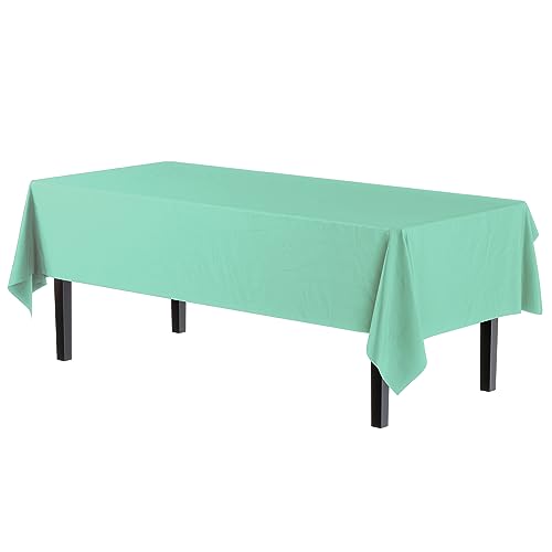 Image of Party Solids Mint Rectangular Plastic Tablecloth - 54x108 Inch, Pack of 24