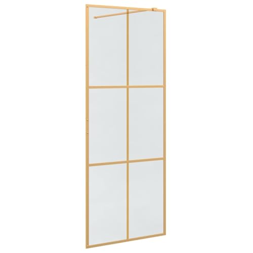 vidaXL Walk-in Shower Wall Gold 80 x 195 cm Tempered Glass,