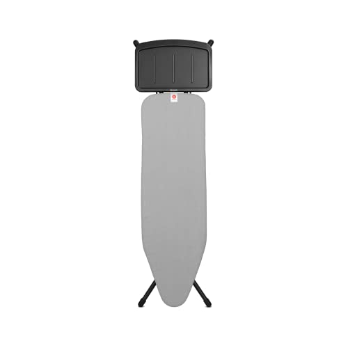 Image of Brabantia Comfort Ironing Board with Solid Steam Generator Rest | Medium (Size B) | Fairtrade Metalized Cover | Adjustable Height (27-38 inch), XL Iron Rest, Easy Fold, Anti-Collapse Lock, Non-Slip Feet
