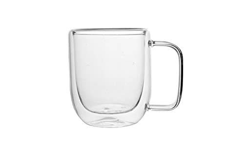 Image of Double Wall Thermal Insulated Mug for Drinking Tea,Coffee,Espresso,Juice,Wine,Latte, Cappuccino Stackable Glass Cup 250 ML Each. (06A Pack of 1)