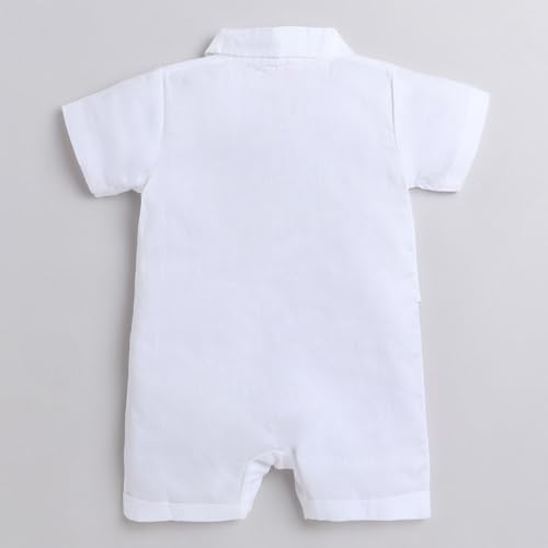 Image of Hopscotch Boys White Solid Romper
