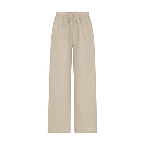 Hvyesh Womens Linen Pants Wide Leg with Pockets Drawstring Casual Flowy Palazzo3