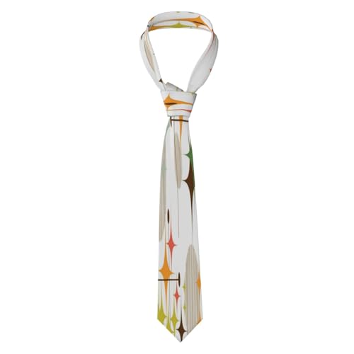 Mid Century Modern Starbursts And Globes Men'S Classic Silk Smooth Tie, Suitable For Pairing With Formal Occasions