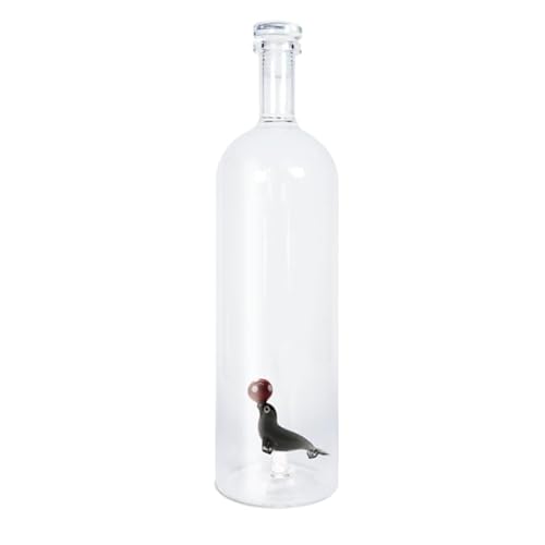 WD Lifestyle - Bottiglia in Vetro Borosilicato 1,2L con Tappo con Decorazione Foca