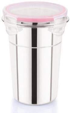 Dynore Stainless Steel Click & Seal Lock air Tight Glass Tumbler with Lid(600 ML)