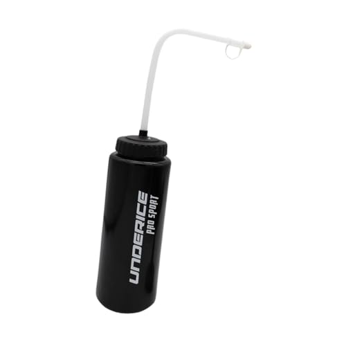Aosekaa Sports Water Bottle Bendable Long Straw Portable Lightweight 1L Capacity Water Cup for Hockey Baseball Workout, Black