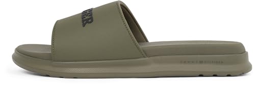 Tommy Hilfiger Chanclas Hombre Dual Density Pool Slide con logotipo, Verde (Army Green), 40