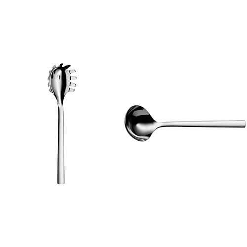 WMF Nuova Nudellöffel 30 cm, spülmaschinengeeignet & Nuova Suppenkelle 29 cm, Saucenlöffel, kleiner Kellenkopf, 80ml, Cromargan Edelstahl poliert, spülmaschinengeeignet
