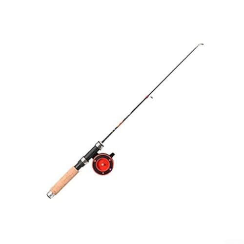 Honseadek 1 juego de caña de pescar con carrete de pesca corto portátil mini hielo para invierno al aire libre (B65TB-65R carrete)