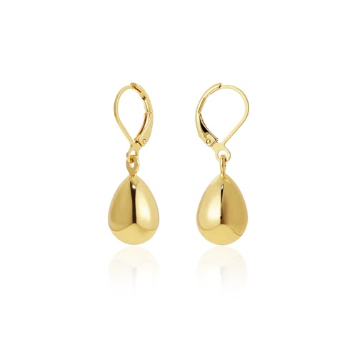 Gold/silver teardrop leverback earrings, 18K gold plated，hypoallergenic, teardrop leverback pendant earrings，earrings for women