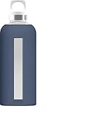 Sigg Star Medianoche Botella cantimplora (0.85 L), botella hermética sin sustancias nocivas, botella de vidrio resistente al calor con funda de silicona