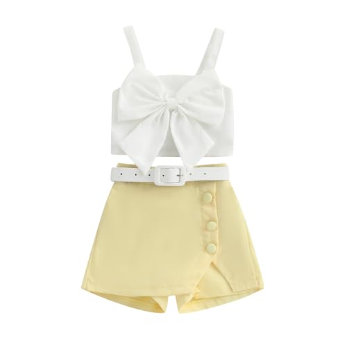 Kuriozud Toddler Little Girl Summer Clothes Spaghetti Strap Tank Tops Split Hem Skorts Shorts Set 2 Piece Outfit