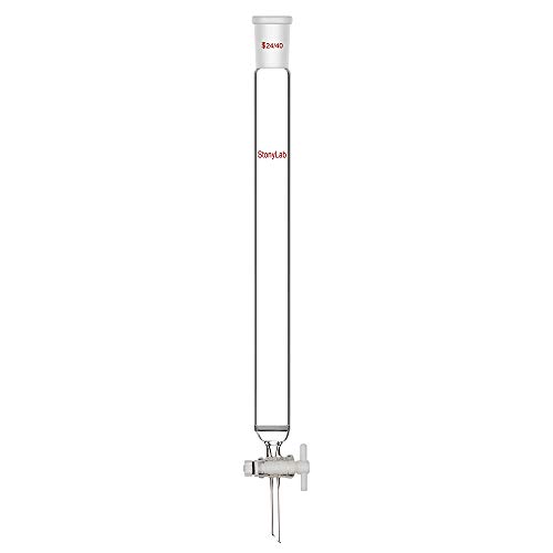 stonylab Chromatographie Säule aus Borosilikatglas, Chromatography Column 24/40 Gelenk Chromatographie Säule mit Fritte Scheibe und PTFE-Absperrhahn, 30mm Säule O.D und 300 mm Effektive Länge