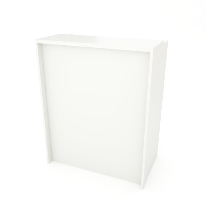 MOSTRADOR de Recepción y Oficina. Fácil Montaje. 80X105X50CM Laminado con Frontal Fabricado en españa. (Blanco)
