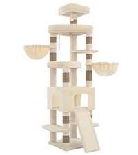 Image of Heybly Cat Tree, 82.7″ Extra Tall Cat Tower for Large Cats Adult HCT063MJ | Giant Cat Condo with Multi-Level Platforms, 2 Baskets, Spacious Cat Cave, Wide Sisal Scratching Board, Beige