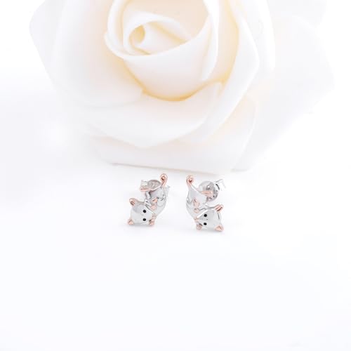 Cute Possum Earrings for Women - 925 Sterling Silver Opossum Stud Earrings Animal Jewelry Hypoallergenic Birthday Christmas Gift3