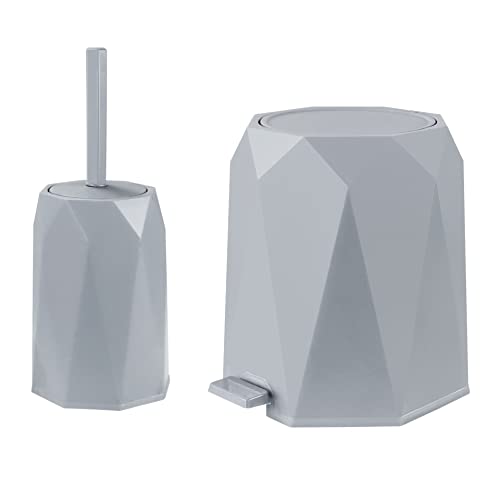 Poubelle 5L et brosse WC pour petits espaces Ensemble Diamant gris