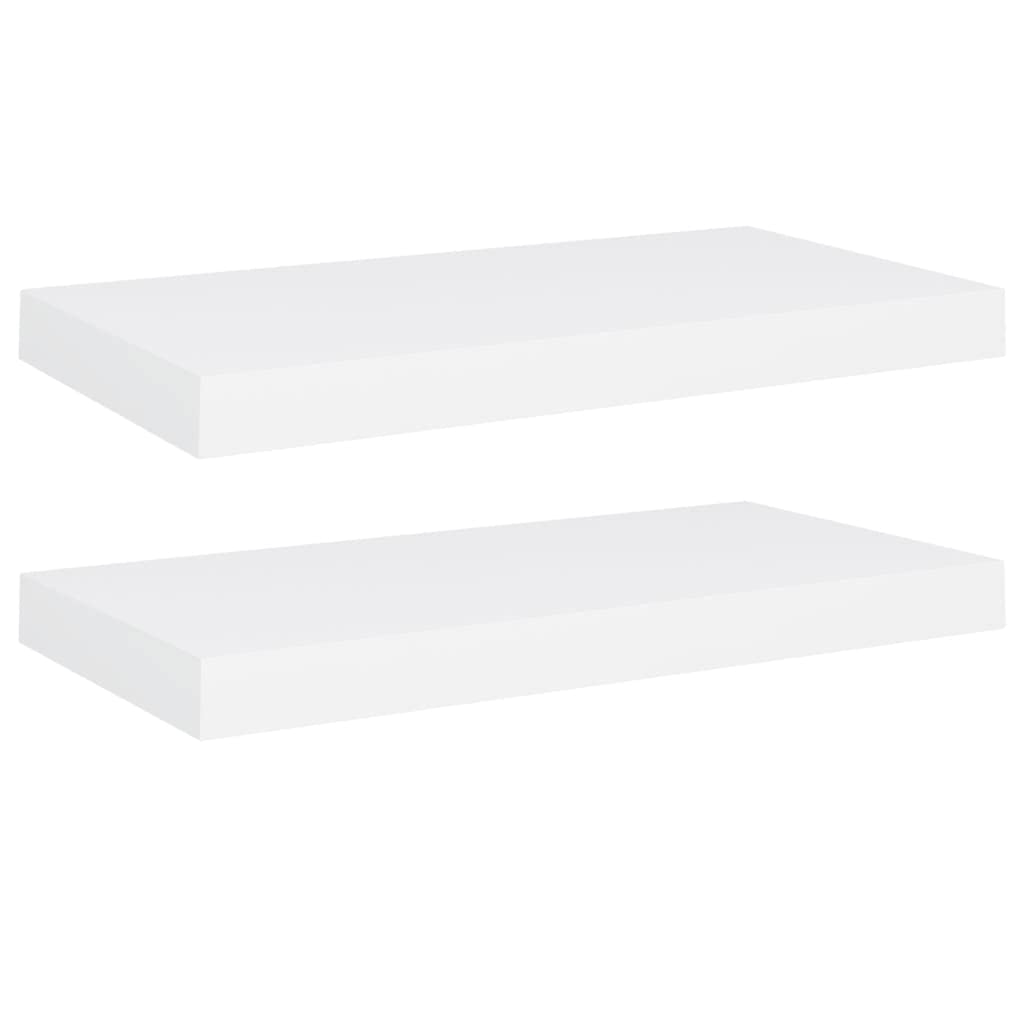 Étagères murales flottantes 50 cm étagère blanche mdf pour chambre et cuisine x2
