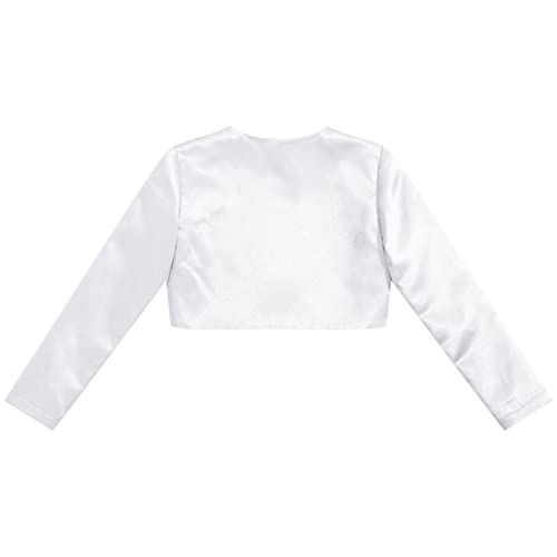JEATHA Kids Girls Long Sleeves Satin Bolero Shrug Long Sleeve Open Front Cardigan Flower Girl Dress Coat Jacket4