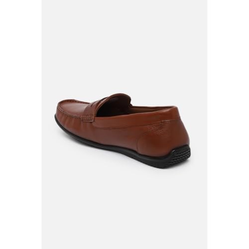Image of Louis Philippe Men Premium Leather Breathable Lining Material Anti Slip Flat Heel Rubber Sole Formal Loafers